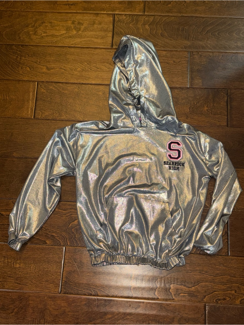 Disney Zombies movie Seabrook High Silver Iridescent Hoodie Pullover w 'S' Patch